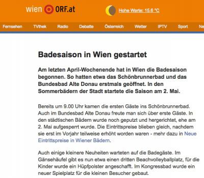 Medienberichte zum hüpfPOLSTER im Gänsehäufel